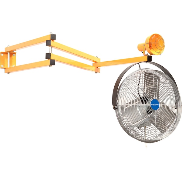 Global Industrial Triple Arm Dock Light w/ 18in 3-Speed Fan, 90in Reach, Par38 Bulb Compatible 298811 - main